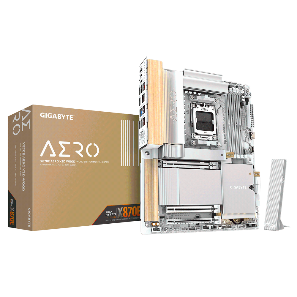 Gigabyte X870E Aero X3D X Wood DDR5 silfur/viðarlitur